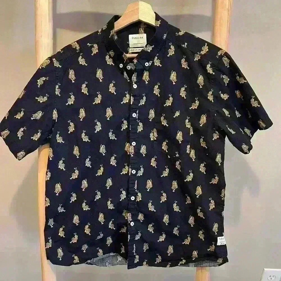 Public Art size large button down black tiger - Picture 3 of 8